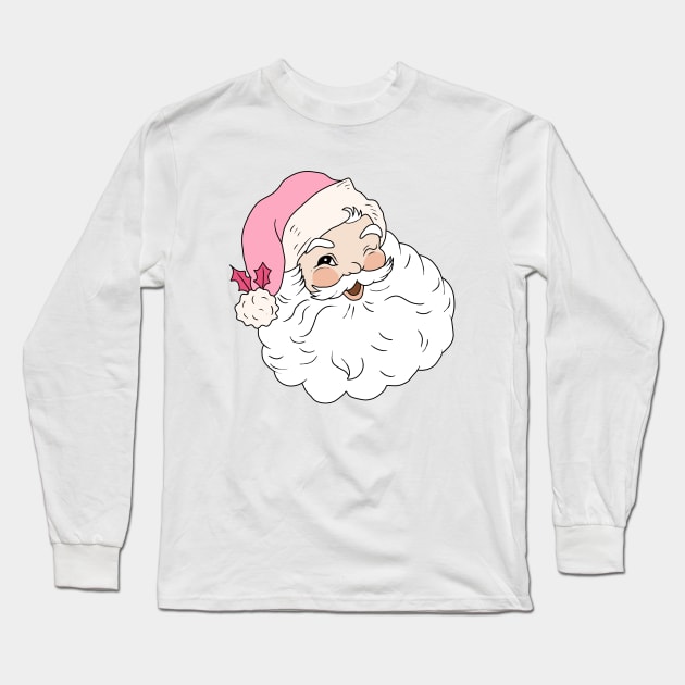 Retro Vintage Pink Santa Claus Long Sleeve T-Shirt by valentinahramov